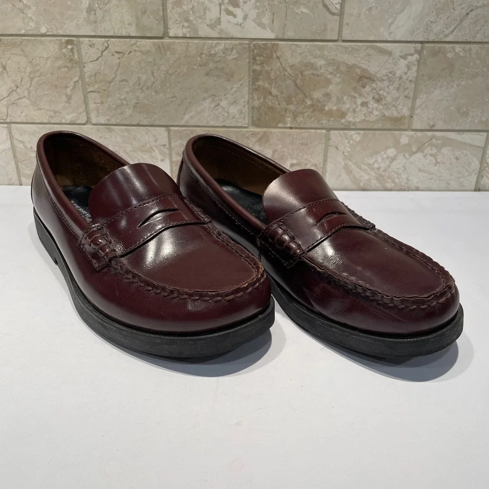Sperry Top-Sider Colton Kids Burgundy Leather Penny Loafers Size 5M